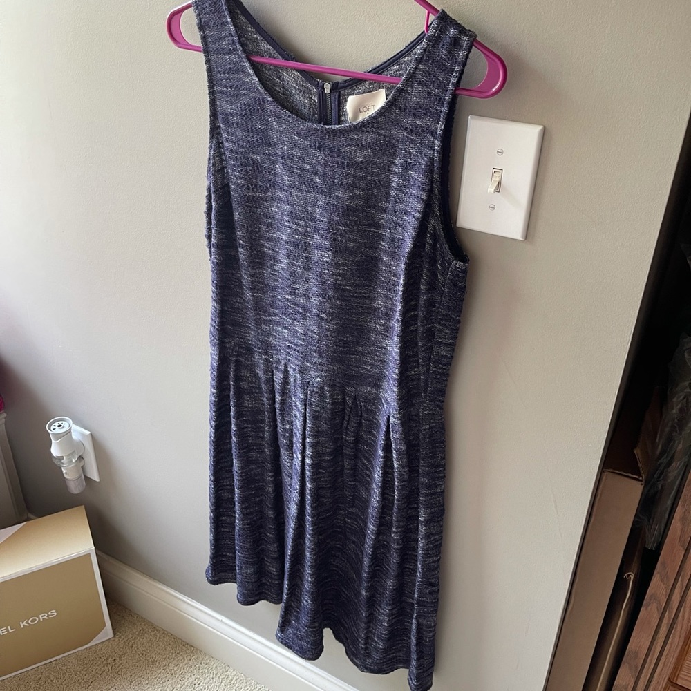 LOFT Navy A Line Knee Length Work Dress